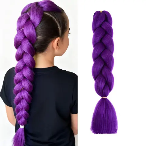 Kpop Rumi Cosplay 24 pulgadas extensiones de trenza Jumbo pelo trenzado sintético Afro Color degradado pelo Kanekalon para niños/mujeres trenza