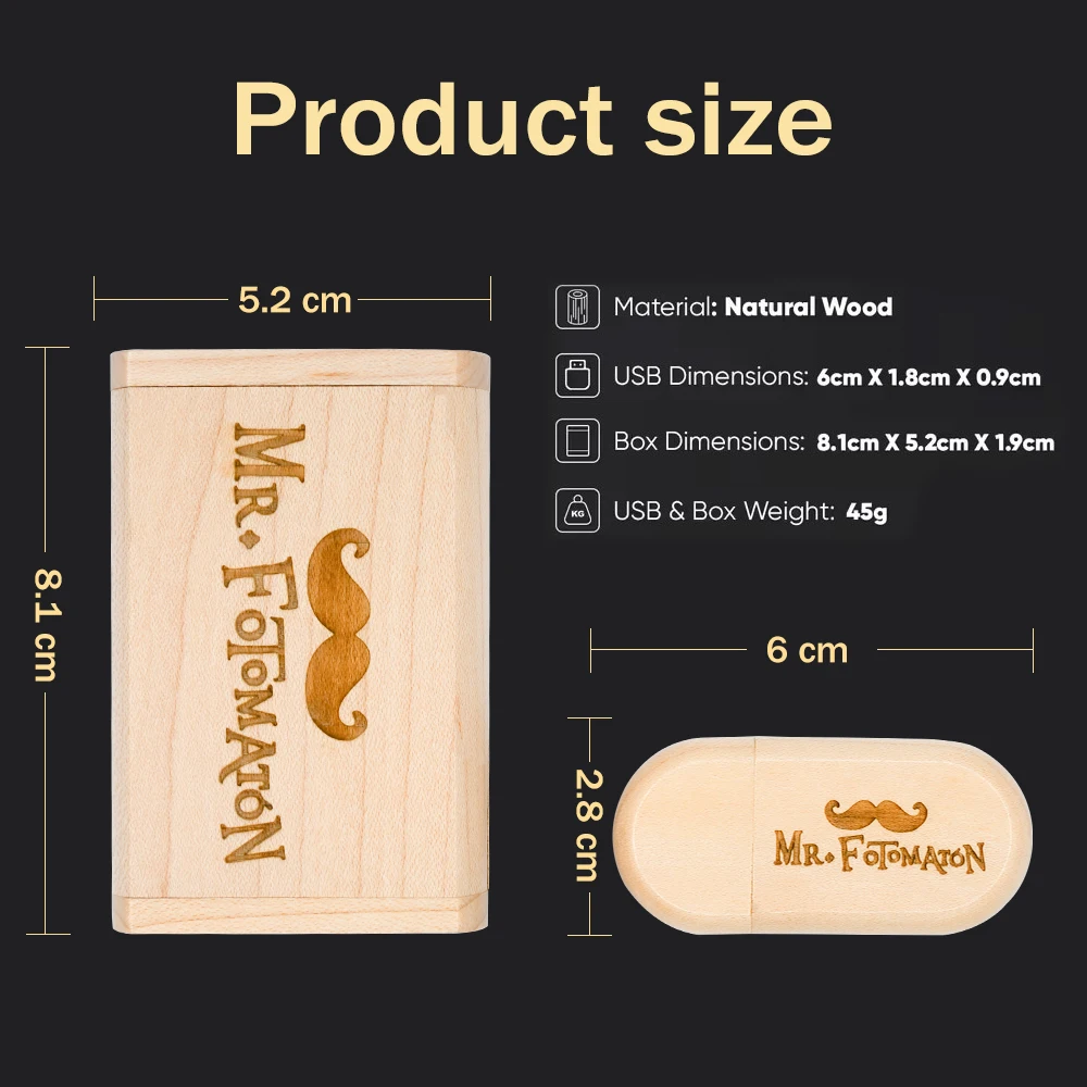 50PCS/LOT USB 3.0 Wooden Box Pen Drive Free Custom Logo USB Flash Drive Bamboo Pendrive Wedding Gift Memory Stick 128GB 64GB