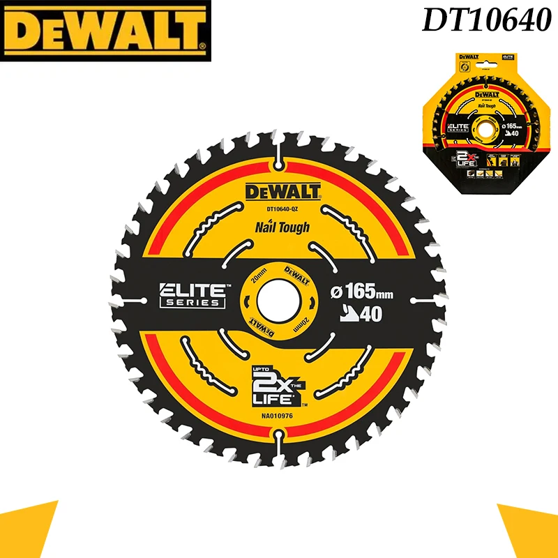 DEWALT DT10640 ELITE Circular Saw Blade, 165mm X 40T TCT Wood Cutting Disc for Cordless Saws