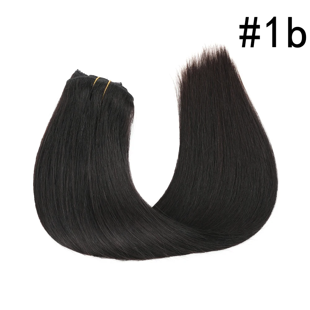 8 pezzi clip dritta nelle estensioni dei capelli clip in pizzo nero naturale Remy nelle estensioni dei capelli umani per le donne capelli clip-on 12-18 pollici 1B