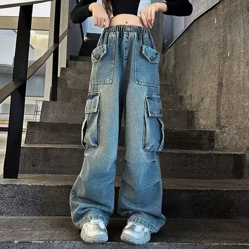 

Children Clothing Fashion Casual Jeans Autumn 2025 New Korean Style Boys Handsome Personality All Match Vintage Cargo Jeans
