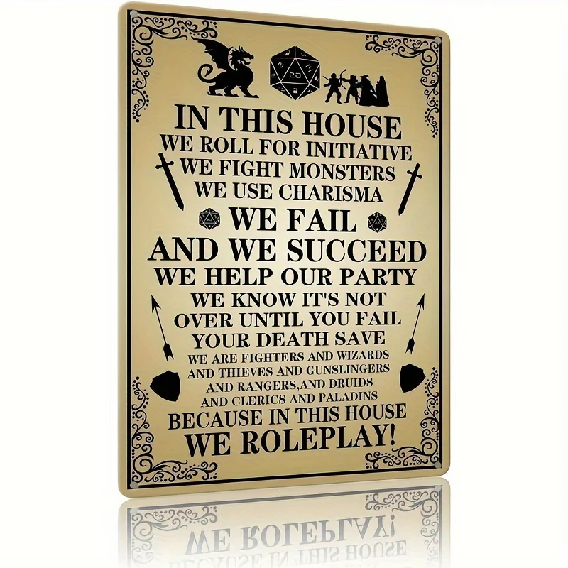 and Dungeon Carved Iron -Retro RPG Theme Wall Decorations, Full of Charm Battle Quotations-Retro Metal Iron, Suitable D