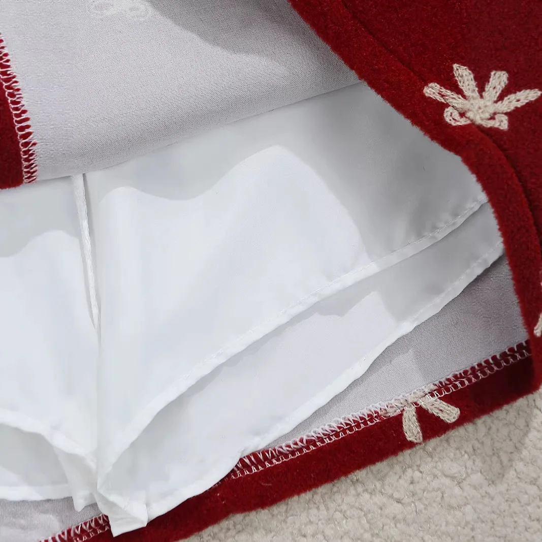Red Bow Woolen Skirt 2026 Spring New High-waisted Sweet Hip Skirt