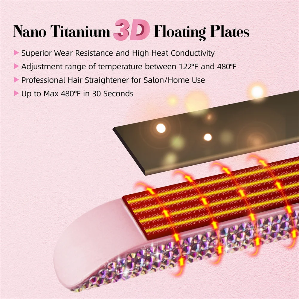Hair Straightener Blingbling Rhinestones Hair Flat Irons Professional 470F Salon Hair Styling Tools Dual Votage For Travel Gift
