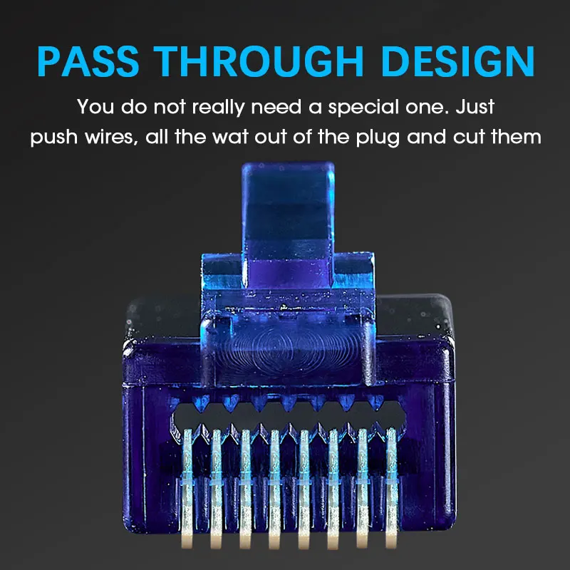 ZoeRax RJ45 Cat6 Pass Through Connectors, Assorted Colors, EZ to Crimp STP Modular Plug for Solid or Stranded STP Network Cable