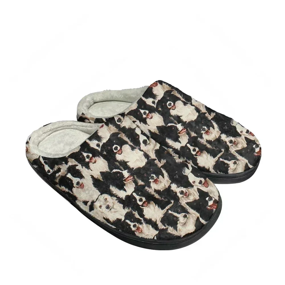 Hot Border Collie Fashion Cotton Custom Slippers Mens Womens Teenager Plush Casual Keep Warm Shoes Thermal Comfortable Slipper