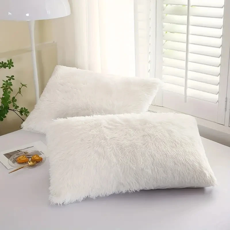 Solid Color Plush Pillowcase Comfortable Soft Envelope Pillowcase Suitable For Autumn And Winter For Family Bedroom Living Room
