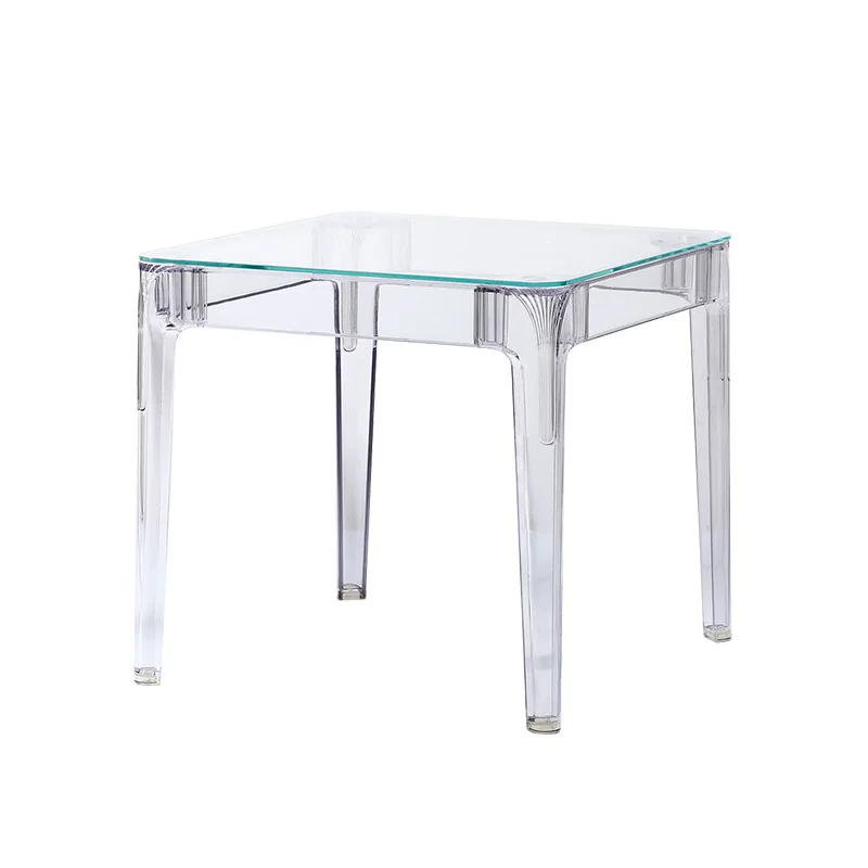 

Nordic designer transparent, acrylic tempered glass dining table, modern simple small apartment round table
