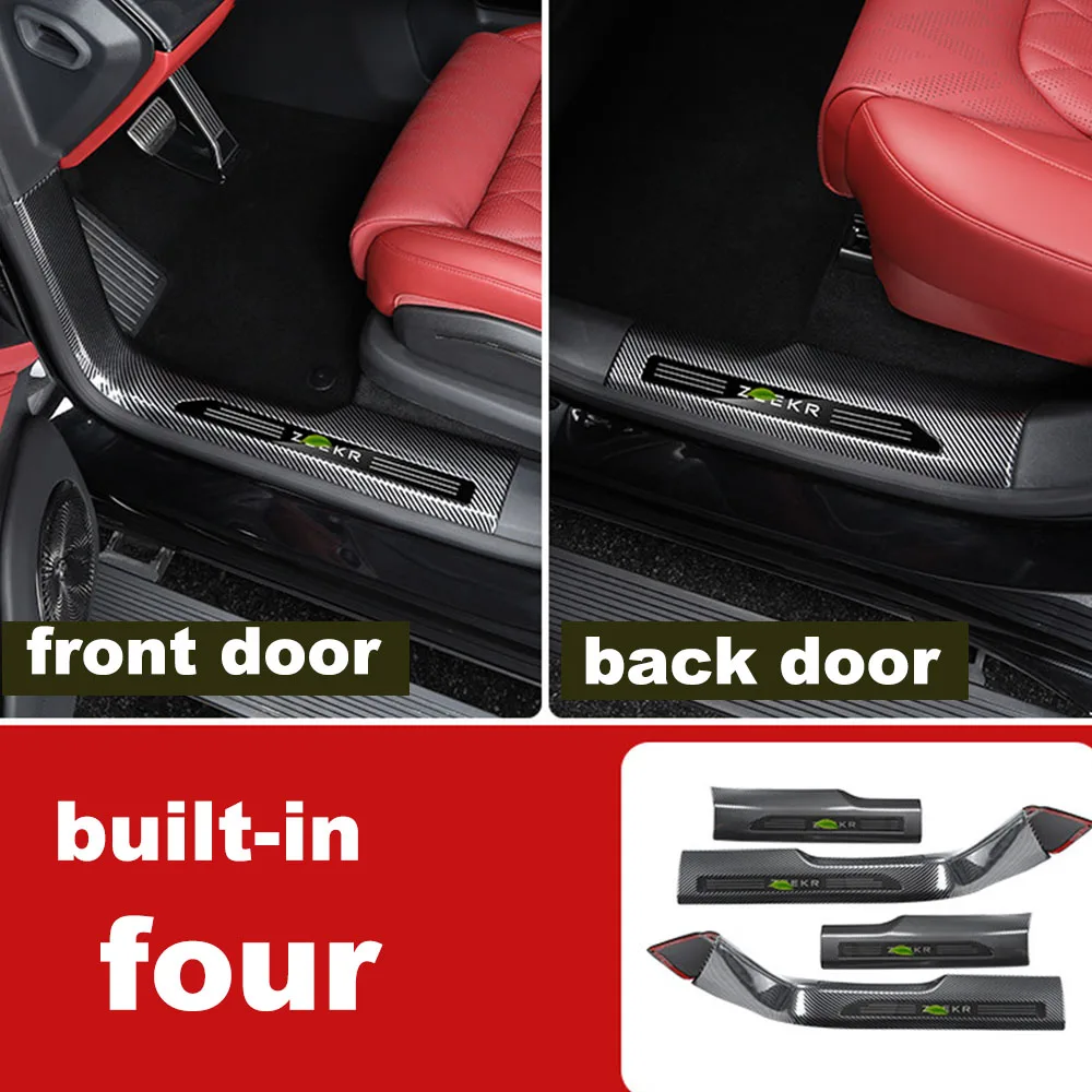 Carbon Fiber Texture Full Wrap Inner Outer Door Sill Trim Anti-Scratch Step Protector Accessories For Zeekr 8X 2026-2027