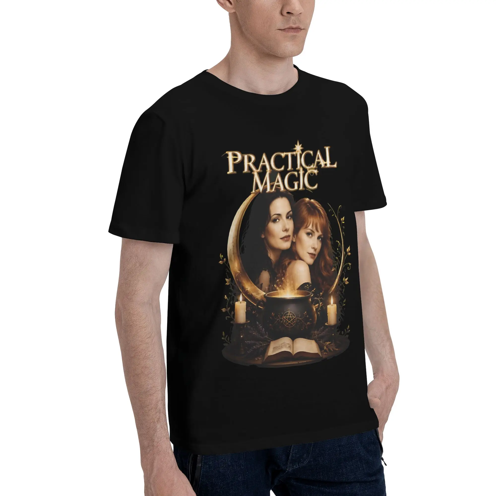 Printed Practical Magic Witchcraft Spellcasting Occult Cauldron Pentagram Witchy T Shirt For Unisex  Cotton Tee Shirt