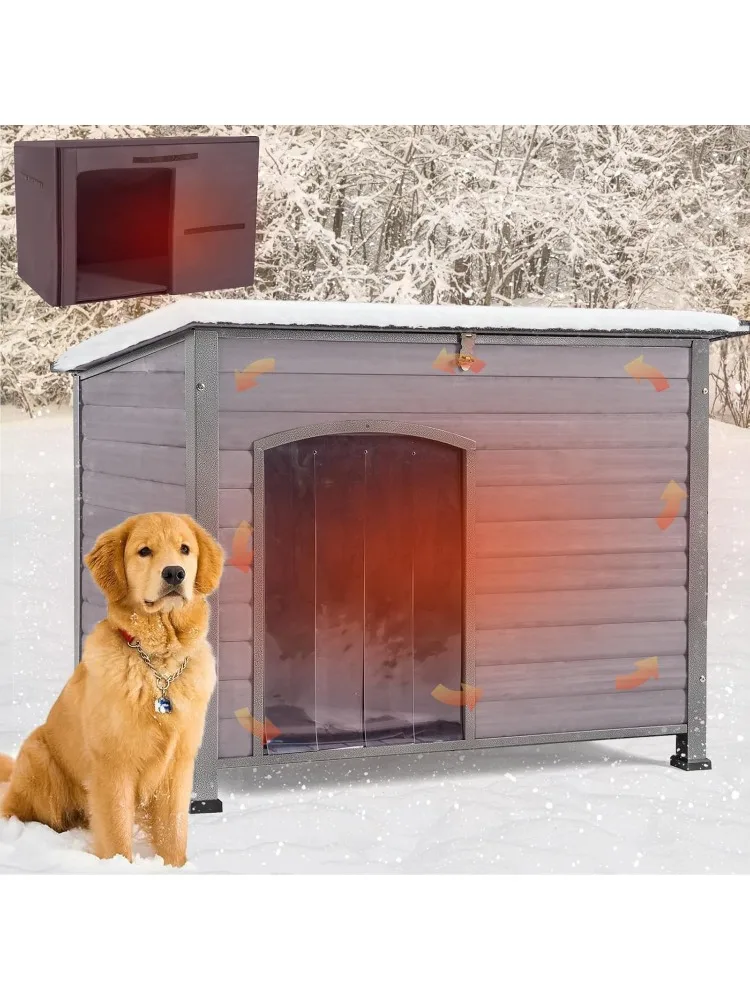 Insulation Dog House Outdoor Dog Kennle with Liner for Winter, Waterproof, 29.4