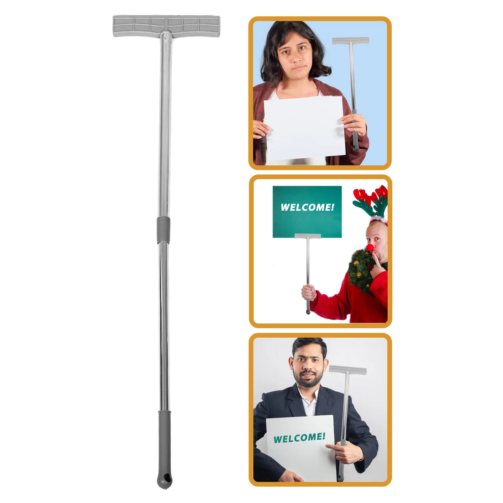 Placard Pole Sign Display Rack Holder Advertising Stands Hand Held Signs on Stick Stainless Steel Exhibition Board