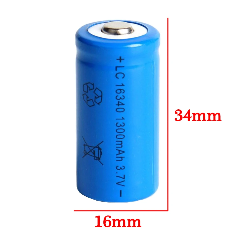 Baterías recargables de iones de litio, 1300mAh, 3,7 V, 16340, CR123A, cargador europeo para linterna LED, bolígrafo láser para batería 16340 CR123A