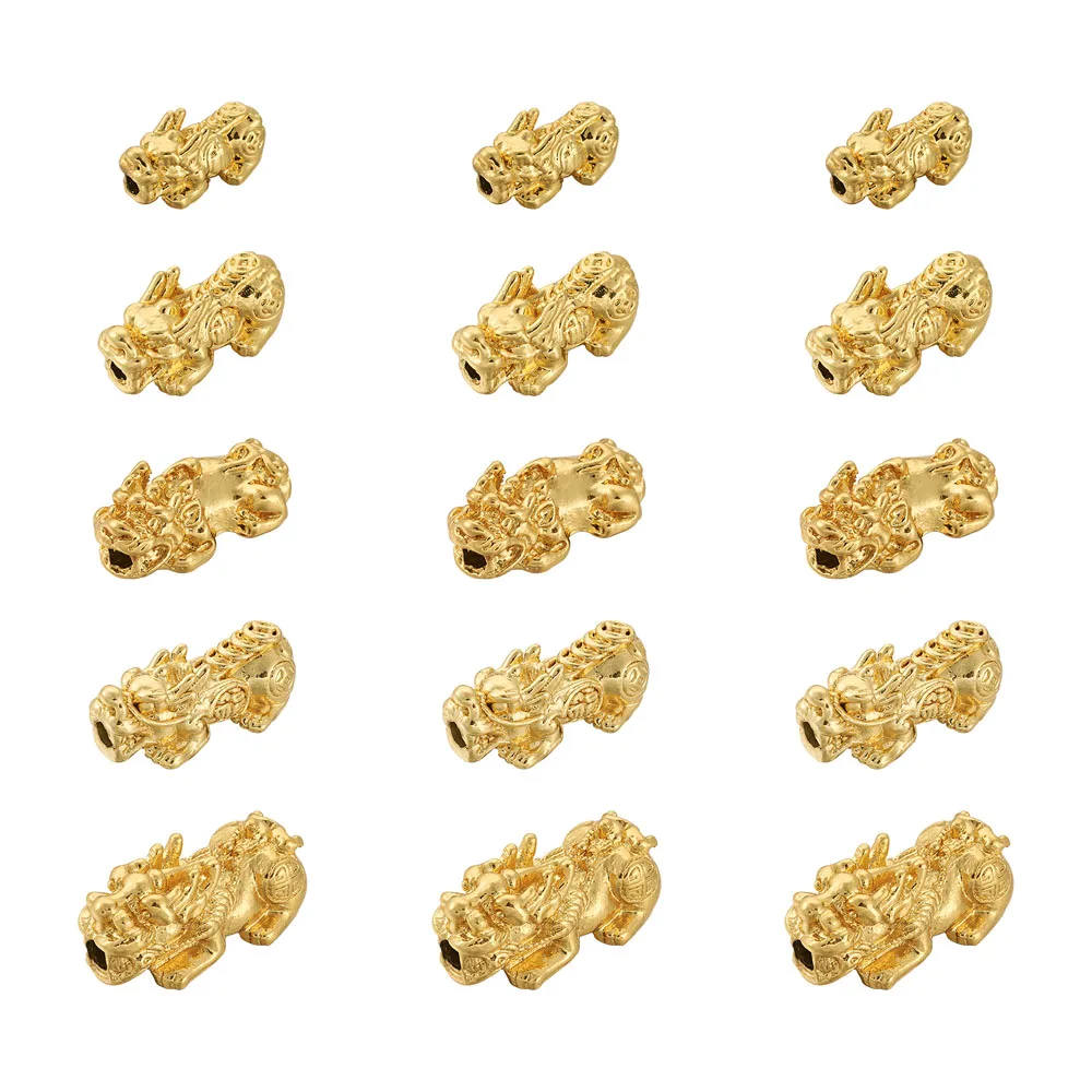 

50Pcs Real 24K Gold Plated Alloy Beads Pixiu Chinese Character Cai Lucky Beads Charms For DIY Handmade Bracelet Jewelry Making