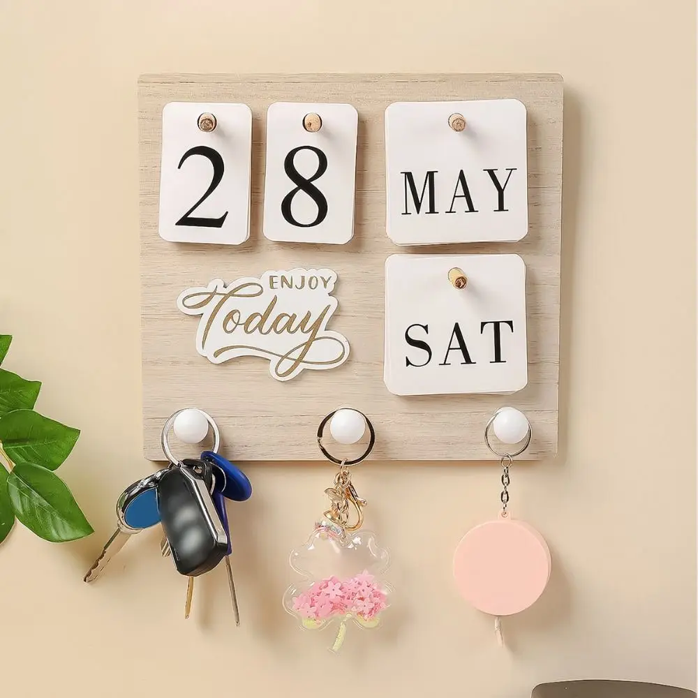 

Creative Perpetual Calendar Ornaments Wall-mounted Adjustable Eternal Desktop Calendar Reusable Simple DIY Calendar with Hooks