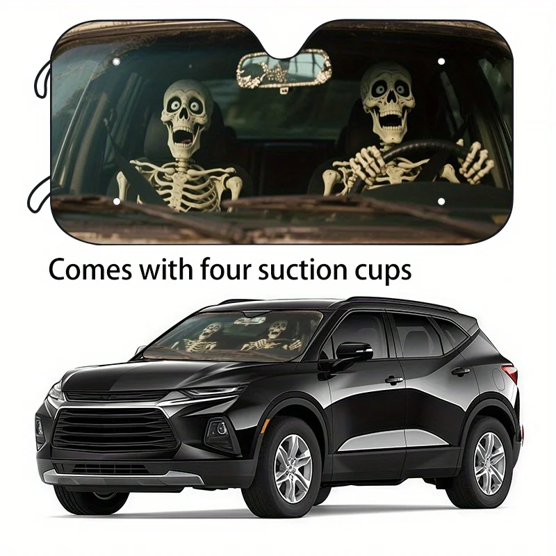 

1pc Fun Car Sunshade With 2 Sizes To Choose, Ideal Holiday Gift For Your Vehicle – Keeps Your Car Cool And Prevents Interior Agi