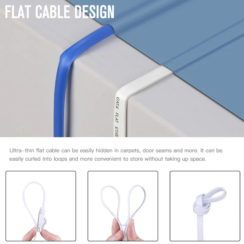 CAT6 UTP Flat RJ45 Lan Cable Networking Ethernet Patch Cord Cat 6 Network Cable For Computer Laptop Router Switch