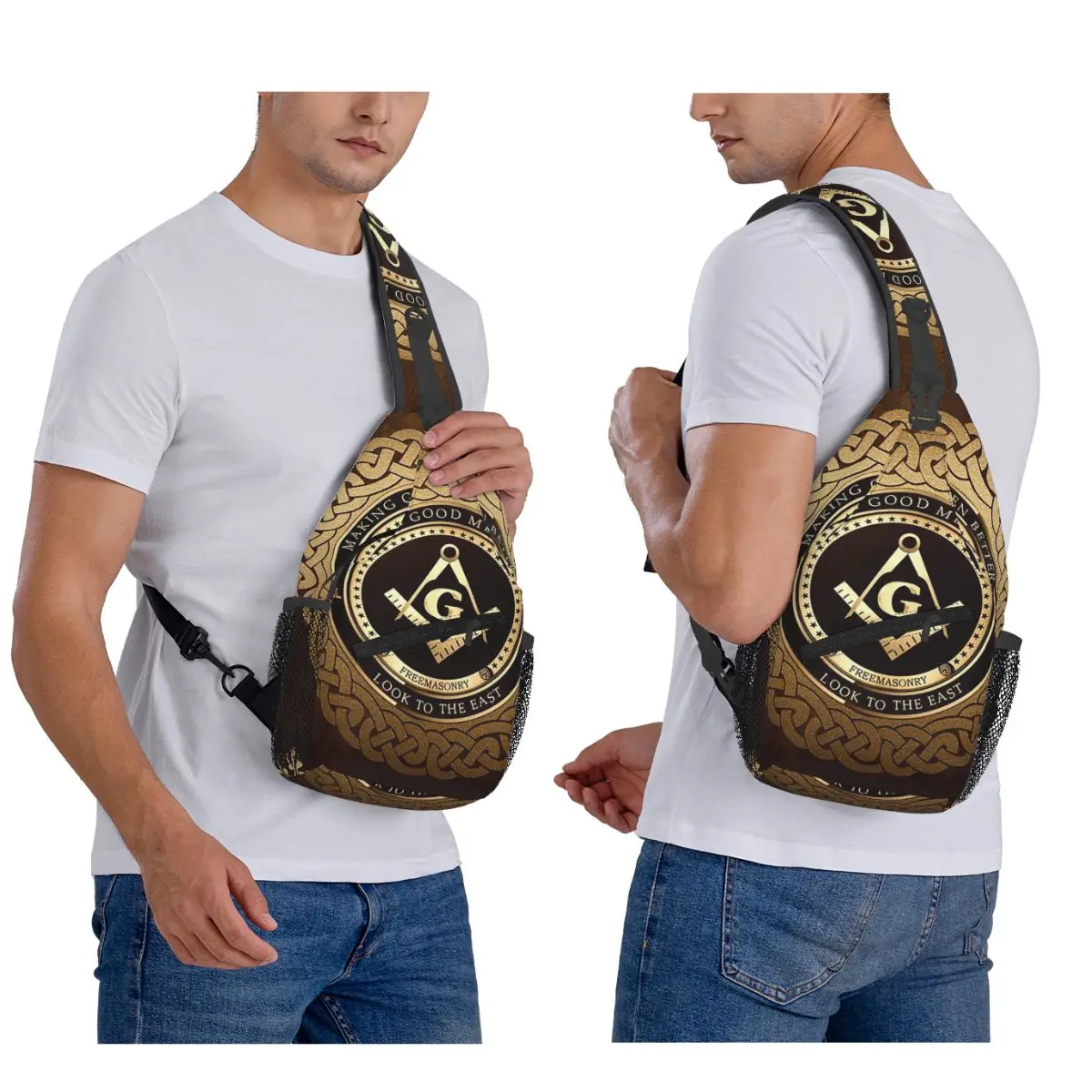 الماسونية تصميم حقيبة الصدر الرجال حبال Crossbody على ظهره حقيبة صدر للرجال السفر المشي لمسافات طويلة Daypack حقيبة الكتف