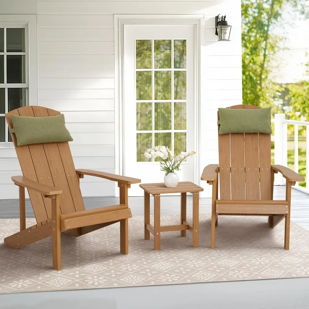 

Набор стульев Adirondack из 2 шт., с приставным столиком и подголовниками, уличные стулья Adirondack с натуральным зерном,