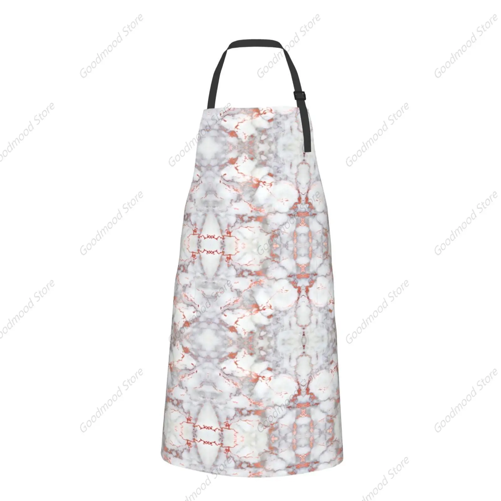 White Marble Rose Gold Print Apron With Pockets,Cooking Aprons Baking Bbq,Artist Aprons For Men Women Adults Unisex Chef