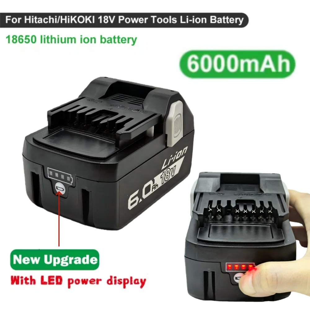 

18V 6.0Ah Li-ion Battery for Hitachi/HiKOKI 18V Cordless Power Tools for BSL1850 BSL1860 BCL1815 EBM1830 BSL1840 DS18DSL 330139