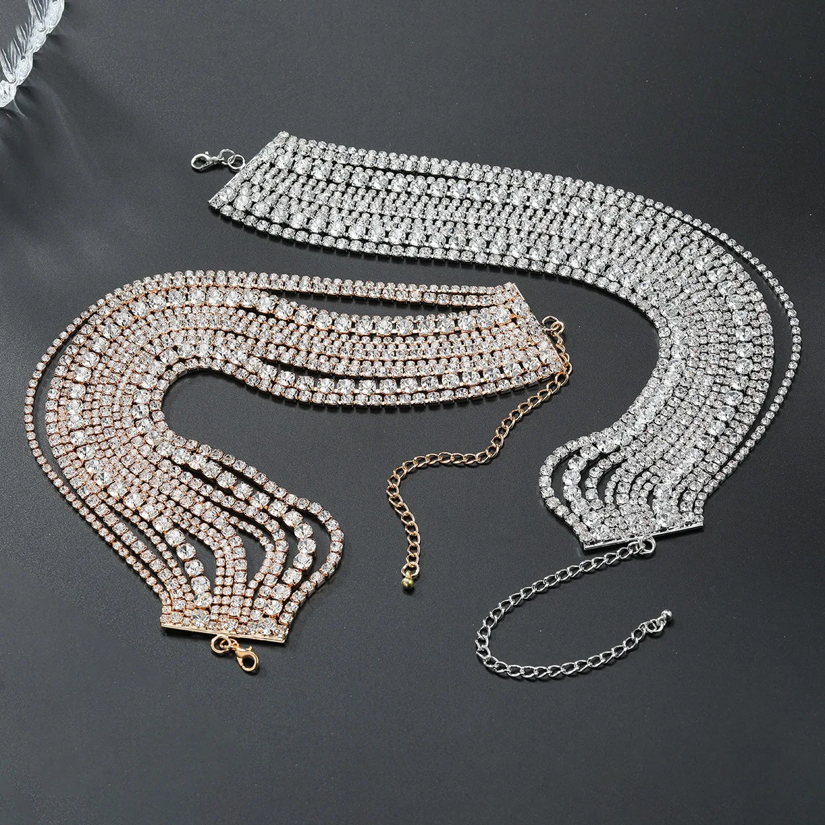 KMVEXO Luxury Multilayers Crystal Chokers Necklaces for Women Rhinestone Chains Necklaces Statements Jewelry Wedding Party Gift