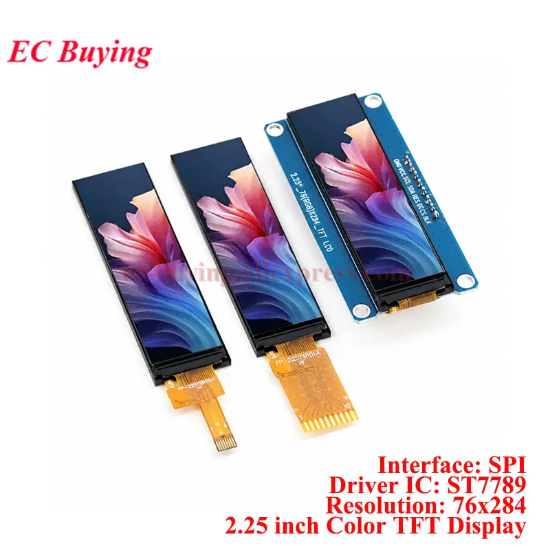 2.25 inch TFT LCD Display Screen Module 76x284 ST7789 Driver LCD Full Viewing Angle SPI 2.25'' Colorful Bare Screen Long Strip S