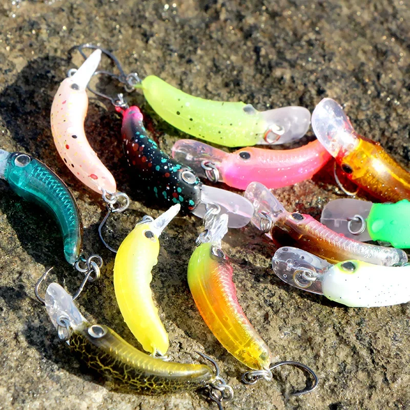 Señuelo Mini Minnow 40mm curvo – Anzuelo simple para trucha - imagen 5