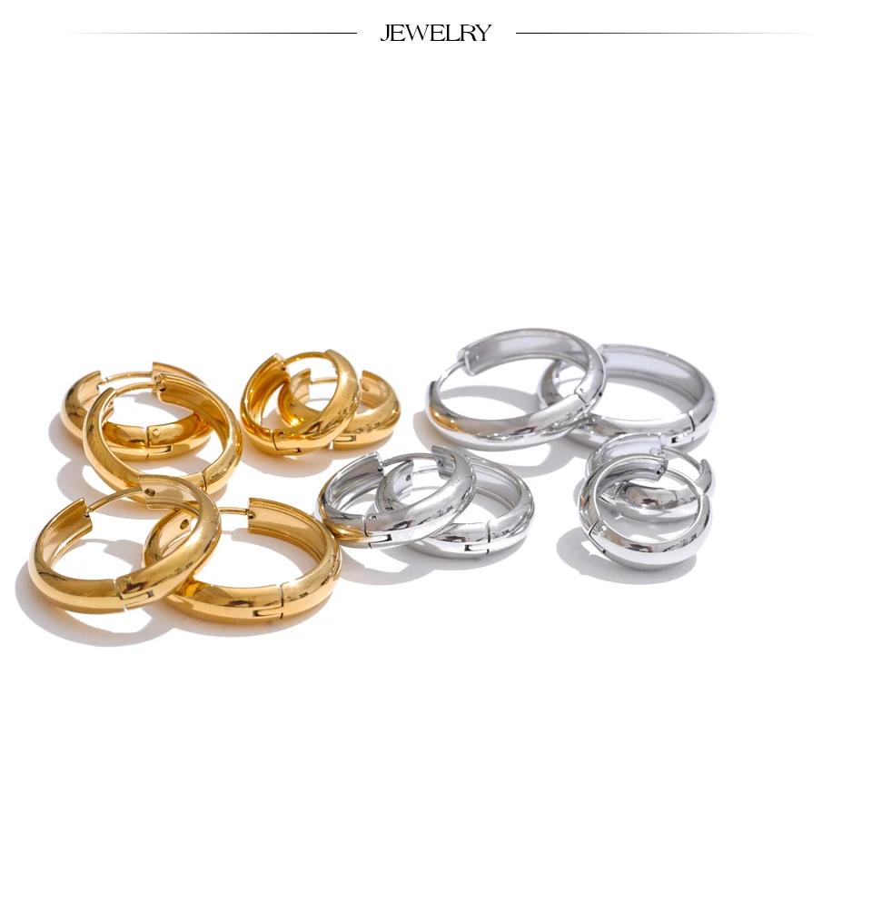 Yhpup 13/17/22 mm runde tägliche Creolen aus Edelstahl für Unisex, Herren und Damen, hochwertiger, vielseitiger Schmuck, wasserdicht, Japan – Detail 9
