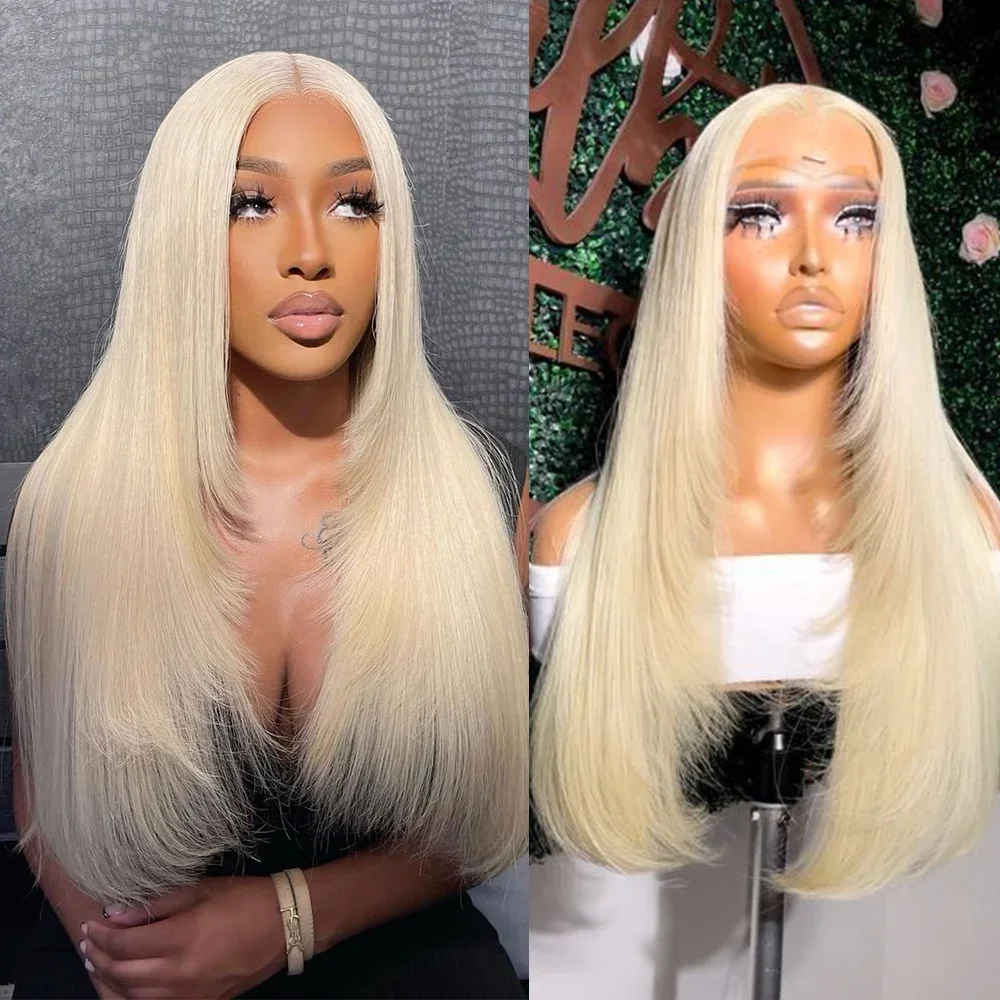 

Layered Hair Cut 613 Blonde Lace Front Wig Long Straight Lace Front Wig Blonde Hair Heat Fiber Cosplay Daily Ready To Wear