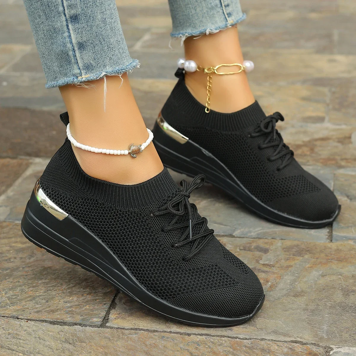 Women Causal Sneakers Summer Shoes Woman Mesh Fashion Breathable Lace Up Sports Shoes for Women Platform Walking Running Shoes