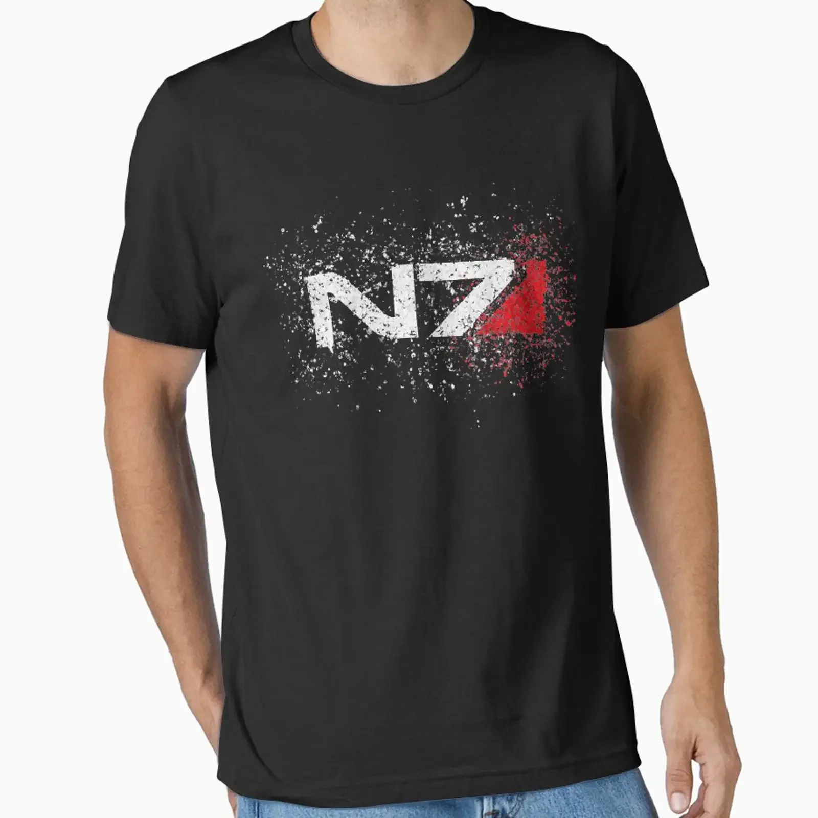 Mass Effect N7 Classic T Shirt designed and sold by marktorress vintage Washed fashion Stylish Soft homme Casual Slightly