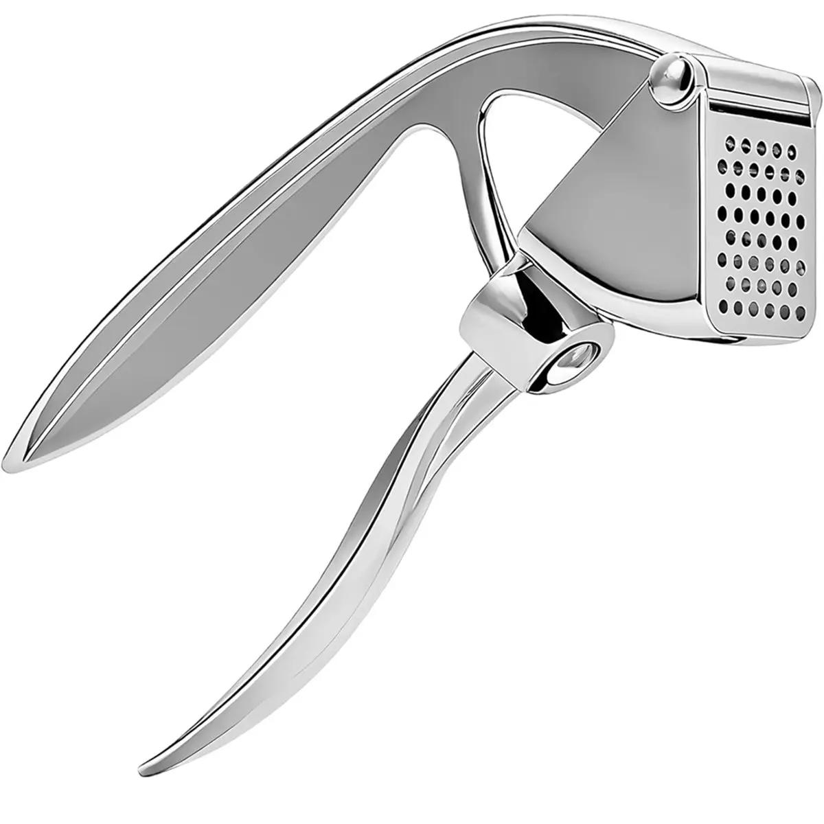 【STABLE QUALITY】Garlic Press - Rustproof, Dishwasher Safe, Heavy-Duty Metal Mincer with Ergonomic Handle, Easy to Clean (Silver)