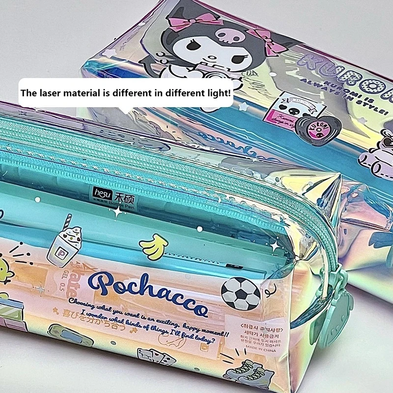 Kawaii Sanrio Anime My Melody Pochacco Kuromi Student Stationery Storage Bag Cute Cartoon Large Capacity Pen Bag Gift For Girls