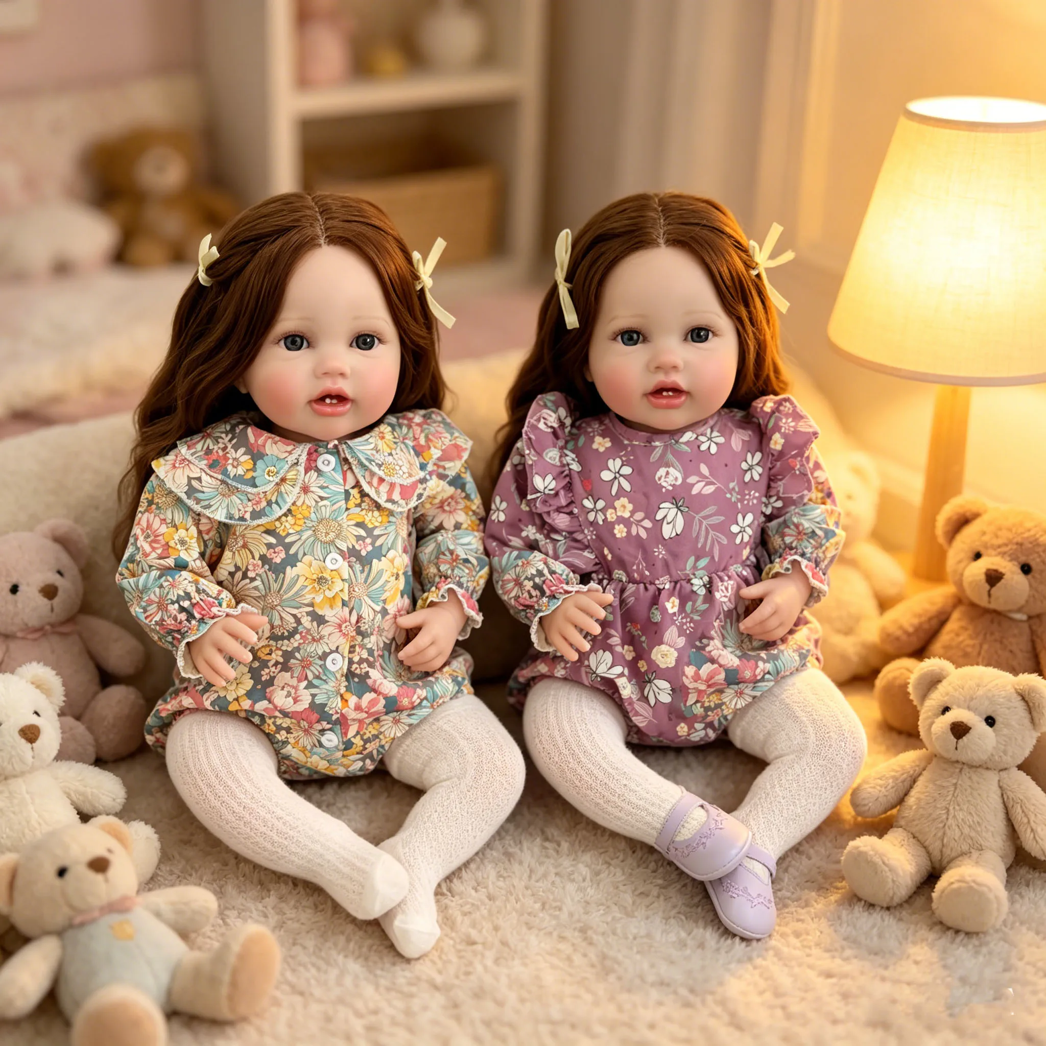 

24inch Multiple Layers Painting 3D Skin Visible Veins Soft Cotton Body Lifelike Reborn Lottie Toddler Doll With Hand Root Hair