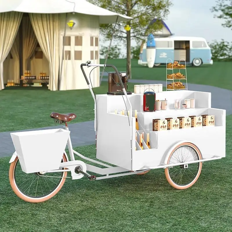 tricycle display stand Market stall stand Mobile cycling float Creative stall Coffee milk tea stall