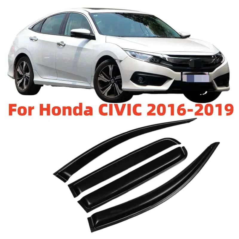 For Honda CIVIC 2016 2017 2018 2019 Sedan Window Visor Rain Guard Vent Deflector Weathershield Moulding Trim Car Accessories