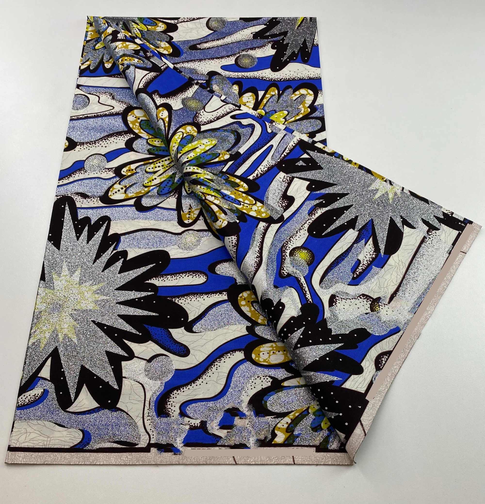 

Glitter Grand Wax Fabric Cotton Ankara Golden Wax Flash Gold Print Batik Super Quality New African Wax Fabric 6yards N58-13