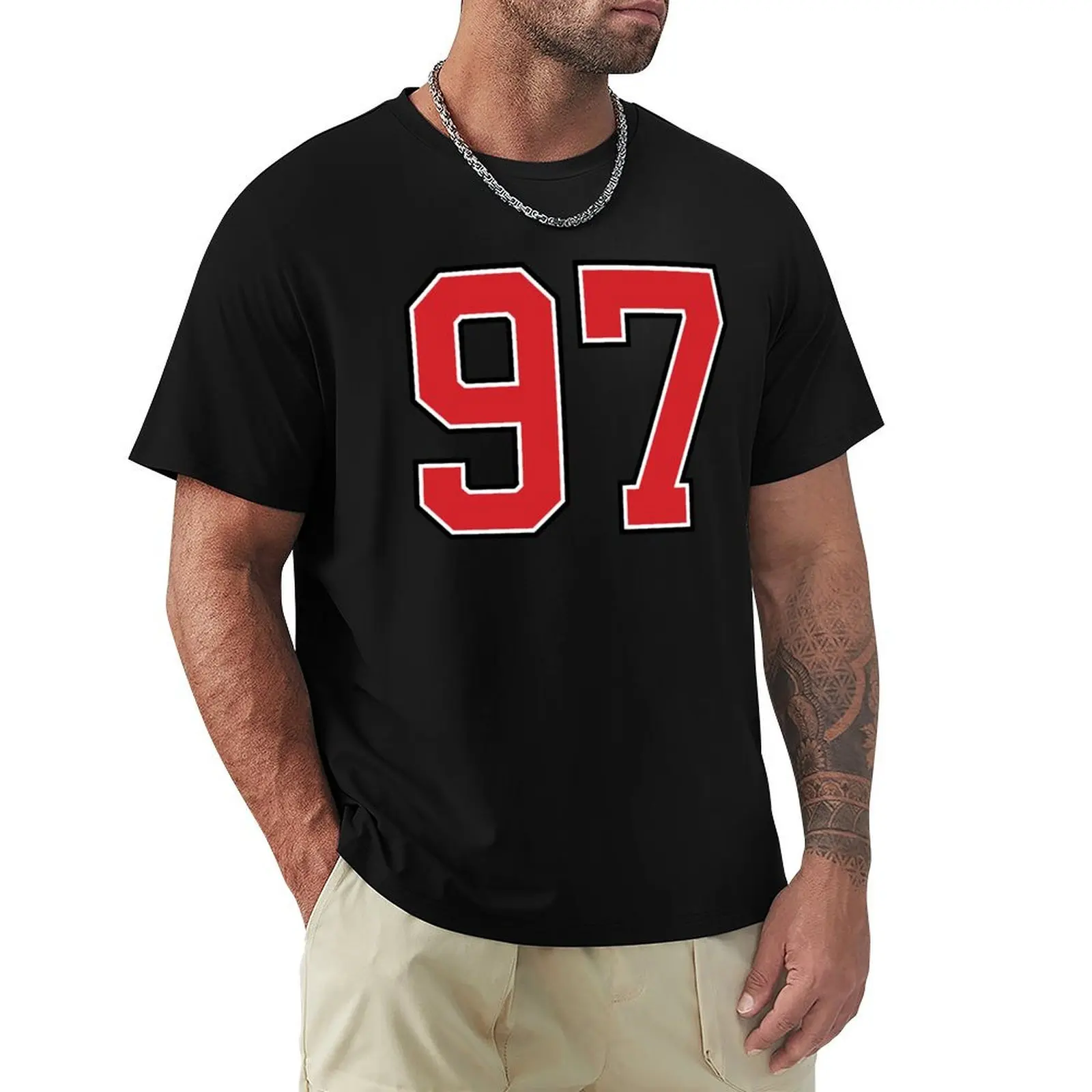 Sports Number 97, red black color lucky sport ninety seven T-Shirt Construction Work Tee Shirt