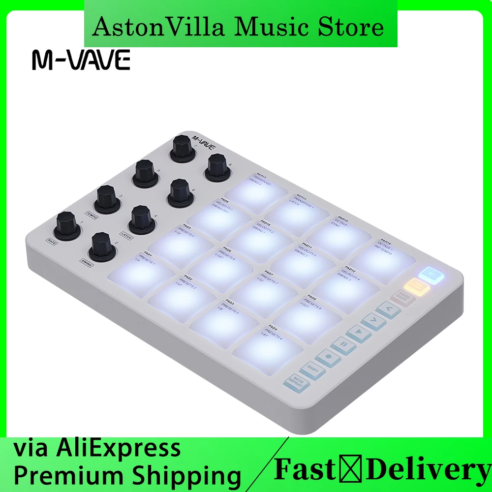 

M-VAVE MC-PAD MIDI-контроллер Strike Pad RGB-подсветка Strike Pad Launch Pad Дизайн интерфейса USB-C Беспроводной MIDI-контроллер