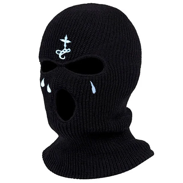 Autumn and Winter Outdoor Three-hole Fashion Balaclava Warm Knitted Ski Hat Outdoor Sports Cold