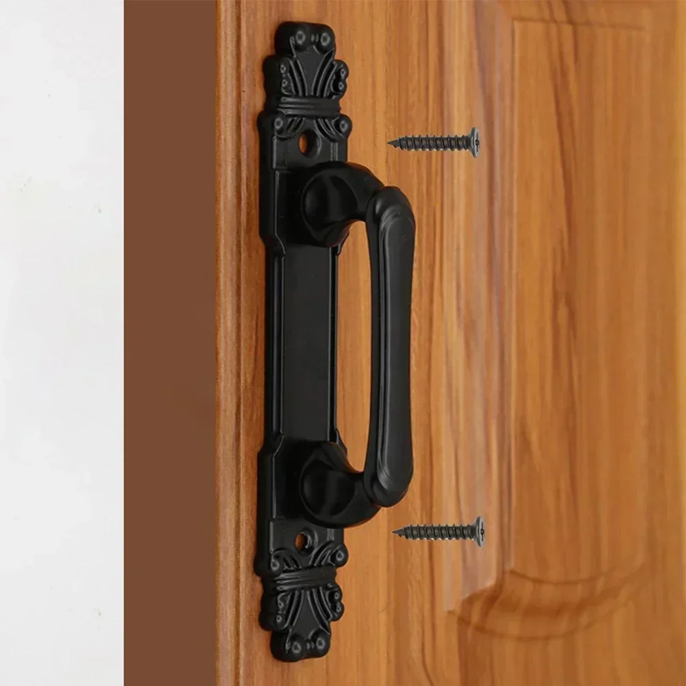 1/2 Pcs Antique Metal Door Handle Heavy Duty Barn Door Pull Black Solid Cast Iron Sliding Door Handle Grip Accessories