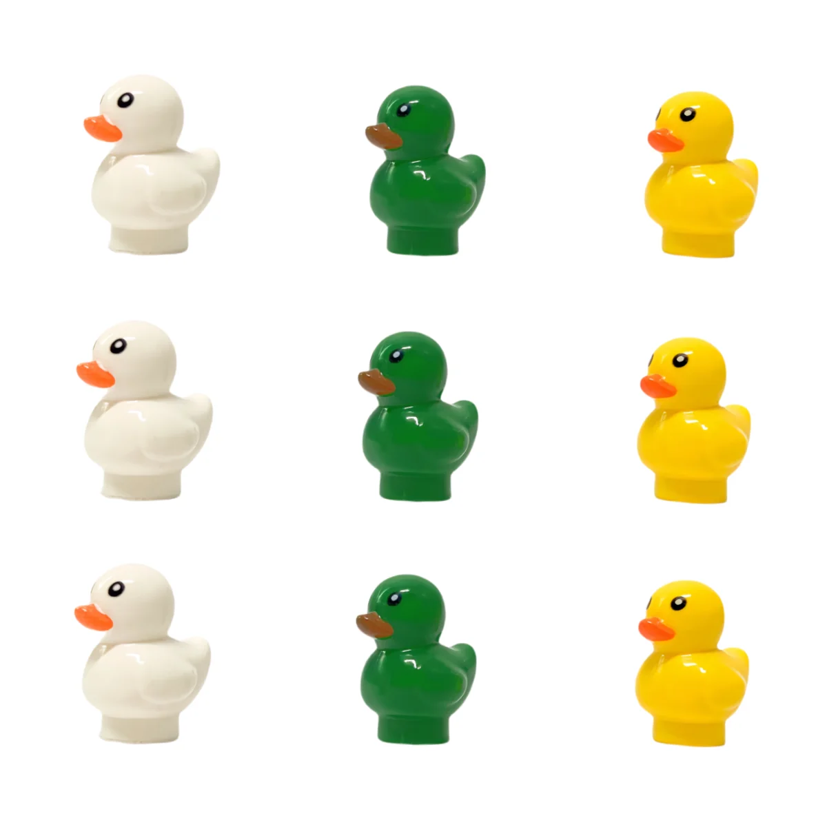 9pcs Mini Ducks MOC Building Blocks DIY Toys White Yellow Green 3 Colors Asst Animal Scene Decorations