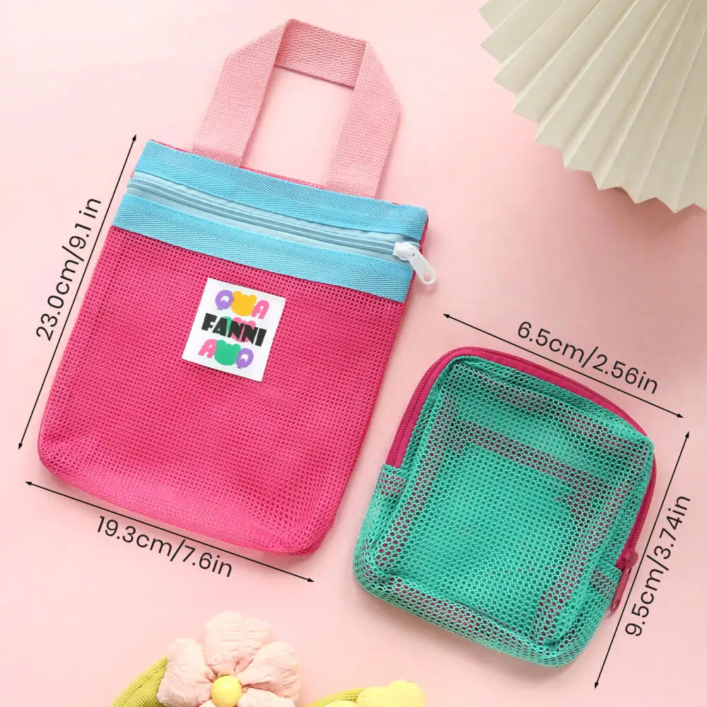 Candy Color Custom Name 2pcs Mesh Bag Set Portable Quick Dry Shower Beach Cosmetic Pouches Personalized Souvenir Gift
