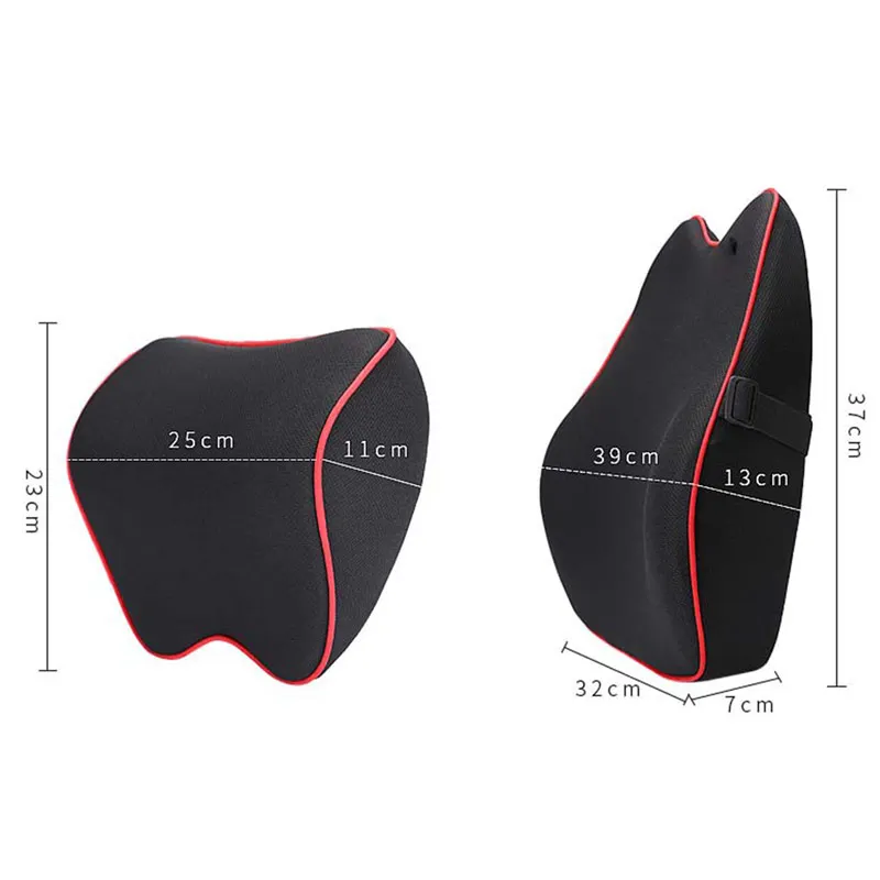 Memory Cotton Foam Car Neck Cushion Headrest For Car Pillow Lumbar Breathable Car Seat Pillow Waist Support