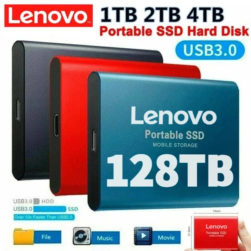 محرك الأقراص الصلبة الخارجي Lenovo الجديد المحمول 2 تيرا بايت SSD 4 تيرا بايت 16 تيرا بايت من النوع C USB 3.0 عالي السرعة 8 تيرا بايت أقراص صلبة للتخزين الخارجي لأجهزة الكمبيوتر المحمولة