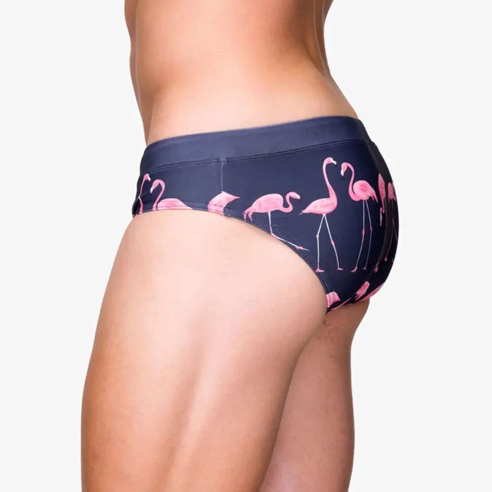 Sexy Flamingo Print Swimwear Mens Swimming Briefs Truks Bikinis Pool Low Waist Men Swimsuit Man Beach Surfing Shorts Swim Trunk