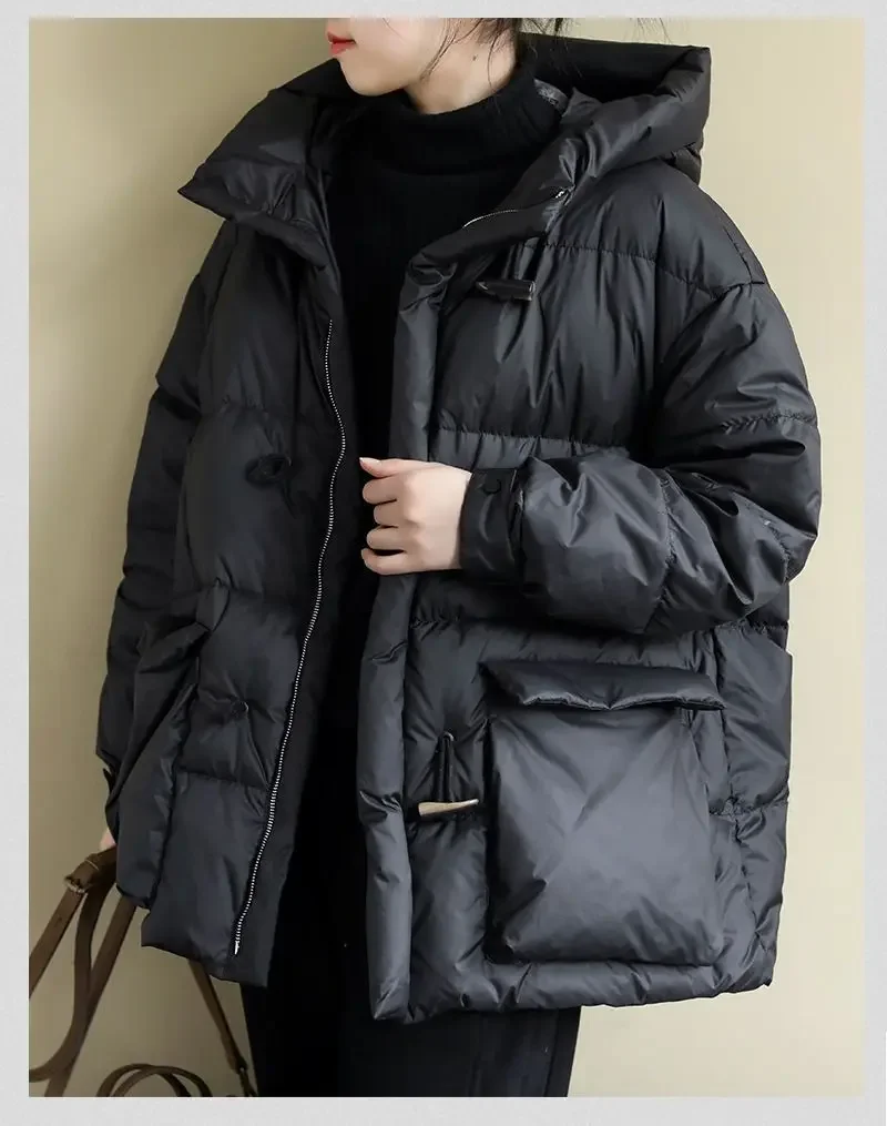 

Осень-зима 2025: новая женская пуховая хлопковая куртка, ветрозащитная куртка большого размера с капюшоном