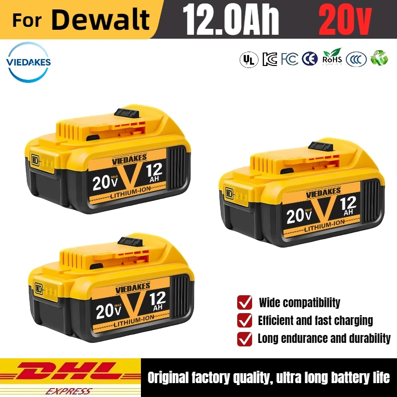 

Replacement for DeWalt 18V DCB184, DCB185 Battery, Compatible 10Ah Lithium-Ion Pack with Full Protection Circuit.