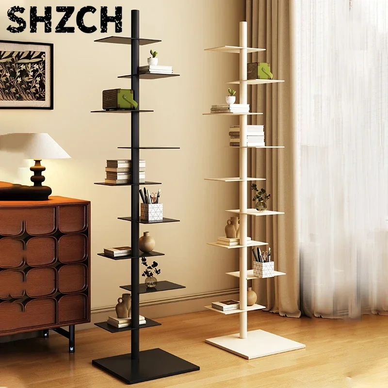 Minimalism Bookcases Living Room Floor Storage Shelf Creative Multi-layer Rotating Display Rack Invisible Bookcase for Kid Room